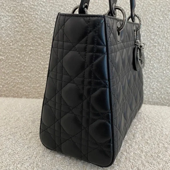 Authentic Dior Lady Bag Medium Black Lambskin Cannage - Picture 3 of 8